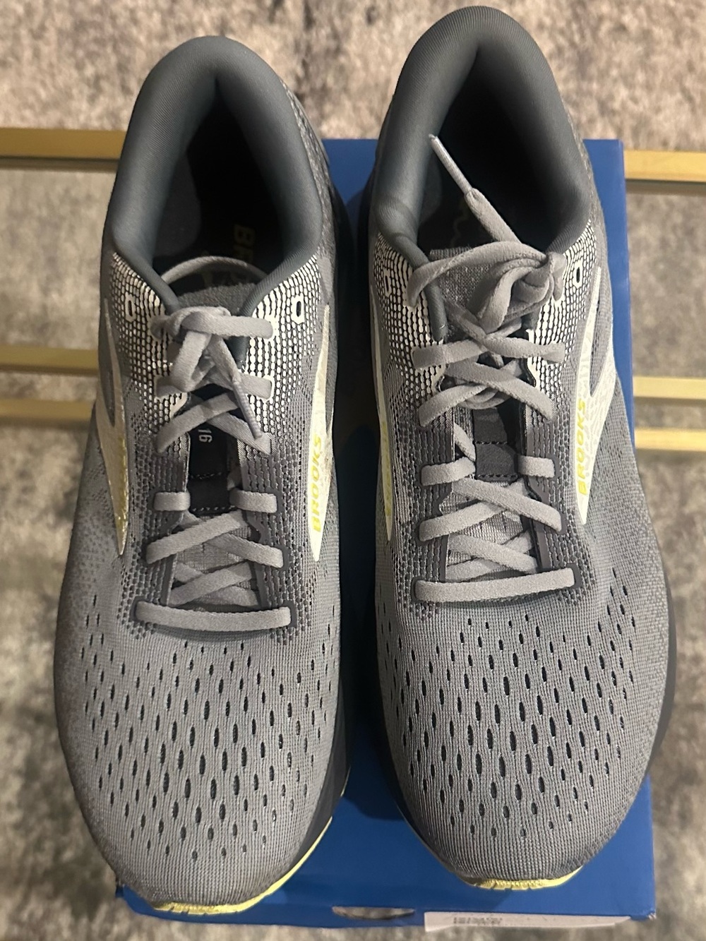 Brooks Gray and Yellow Men's Athletic Running Shoes